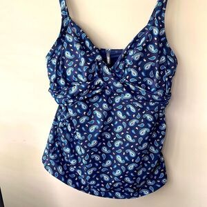 Lands End worn once Navy Paisley Tankini Size 18 Top